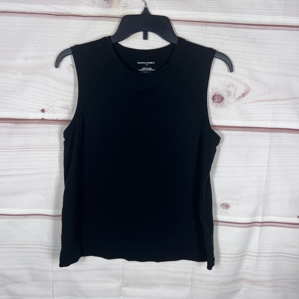 Banana Republic Tank Top Womens M Black Timeless Tank Sleeveless Cotton Blend